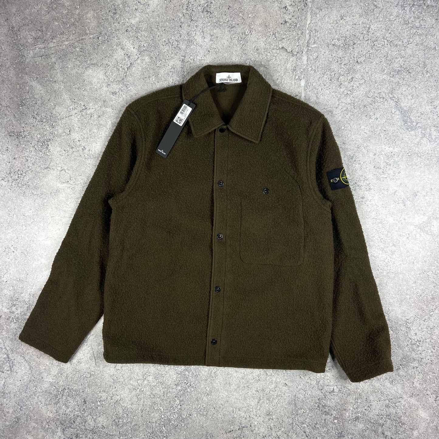 Stone Island Khaki Panno Ratinato Wool Overshirt Medium 23” BNWT
