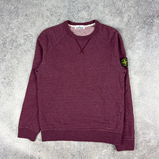 Stone Island Burgundy Wool Cotton Sweatshirt Large 22”
