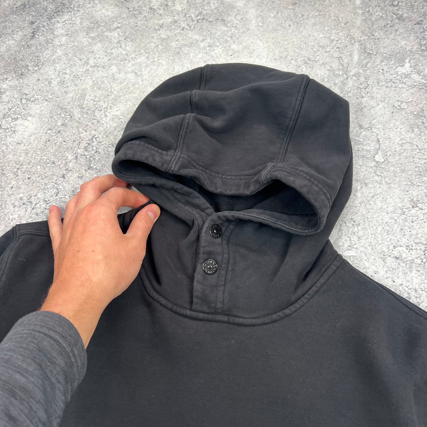 Stone Island Black Pullover Hoodie Large 23.5”