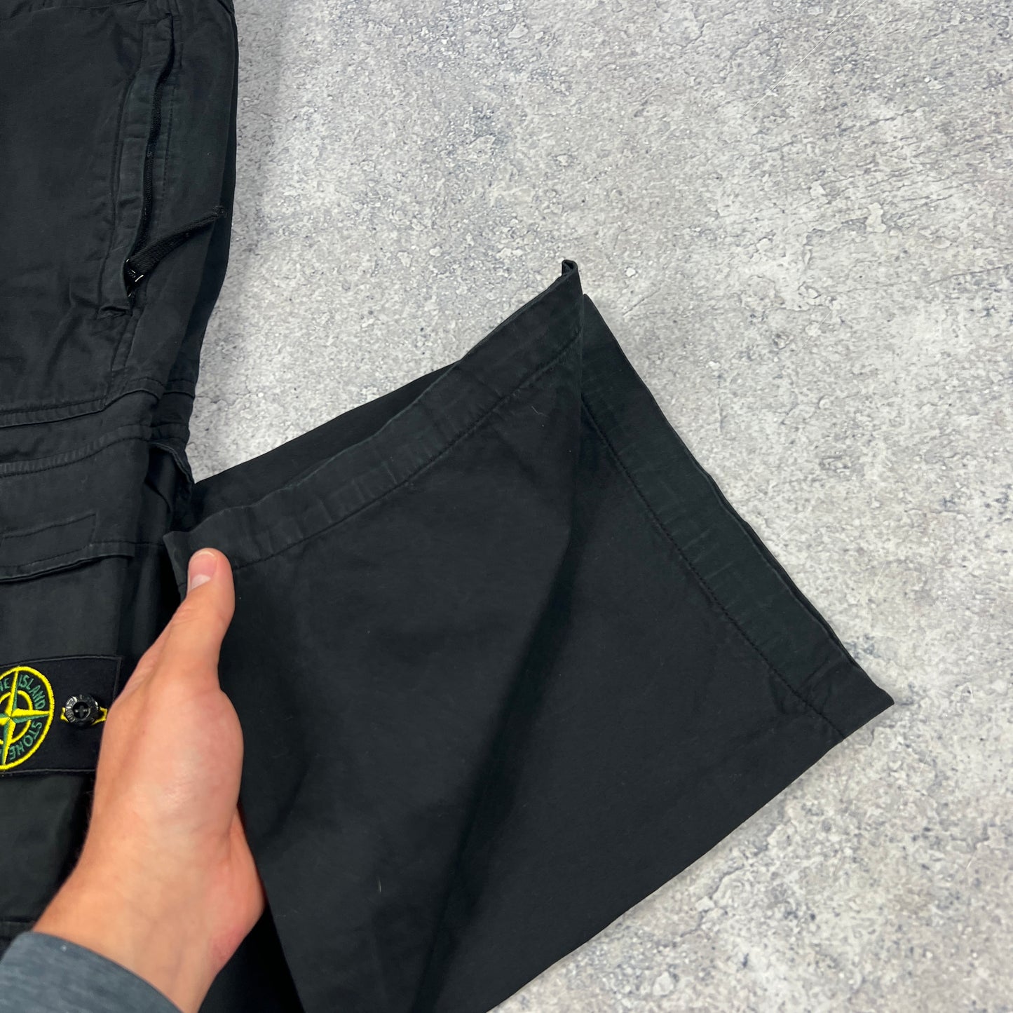 Stone Island Black Loose Fit Cargo Trousers W33-34”