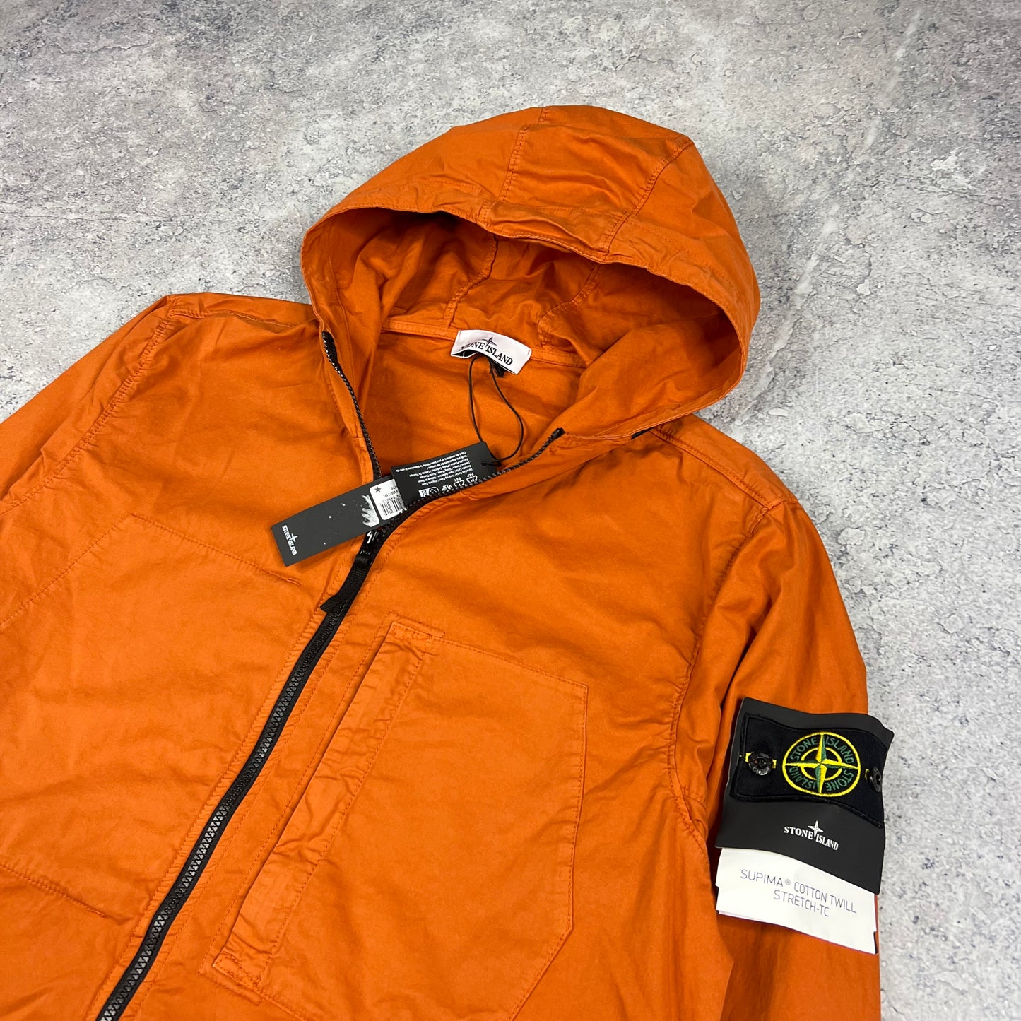 Stone Island Orange Supima Cotton Twill Jacket XXL 25” BNWT