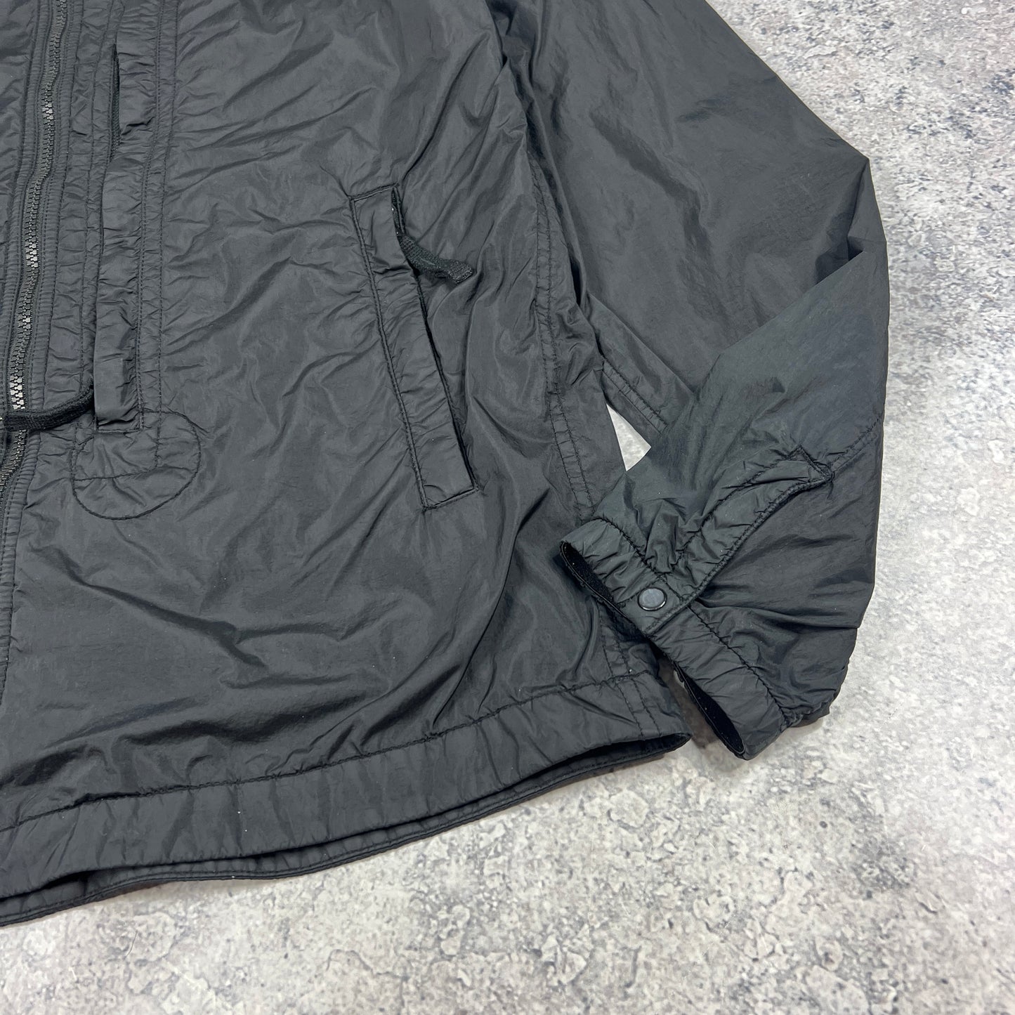 Stone Island Black Crinkle Reps Overshirt Medium 21.5”