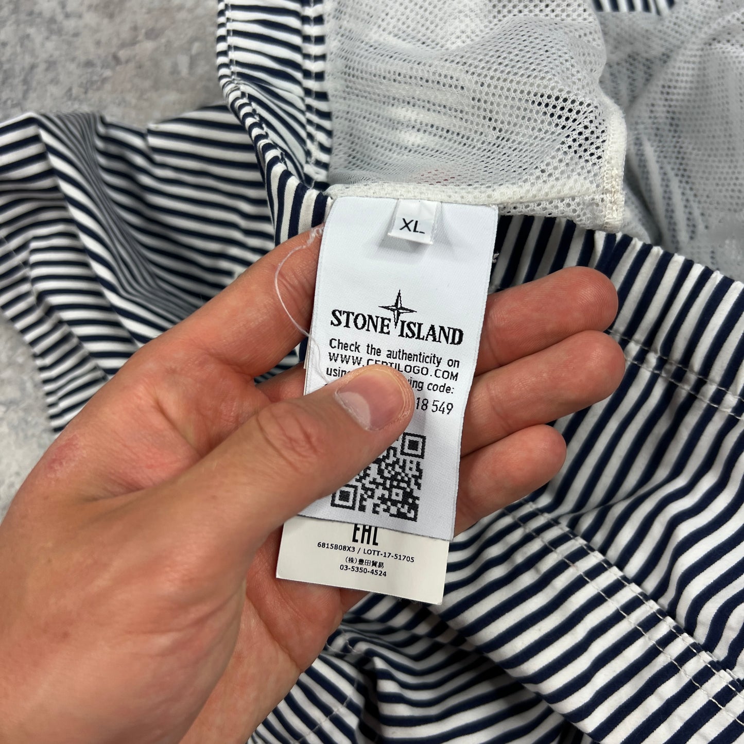 Stone Island Marina Blue Striped Swimshorts XL W38