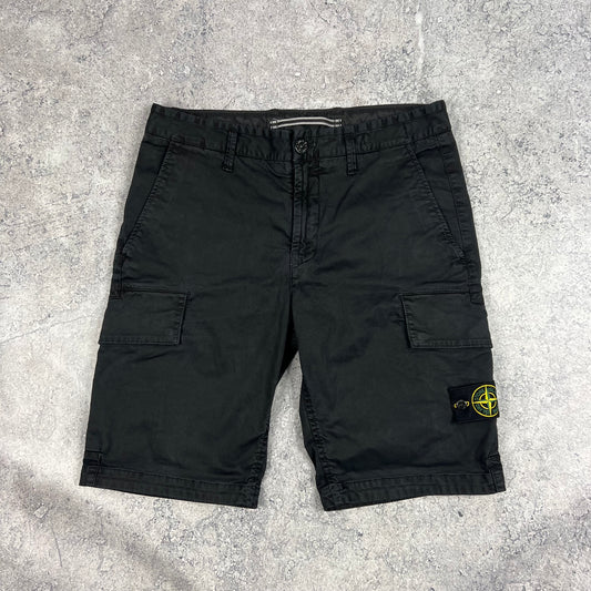 Stone Island Black Slim Cargo Shorts W30”