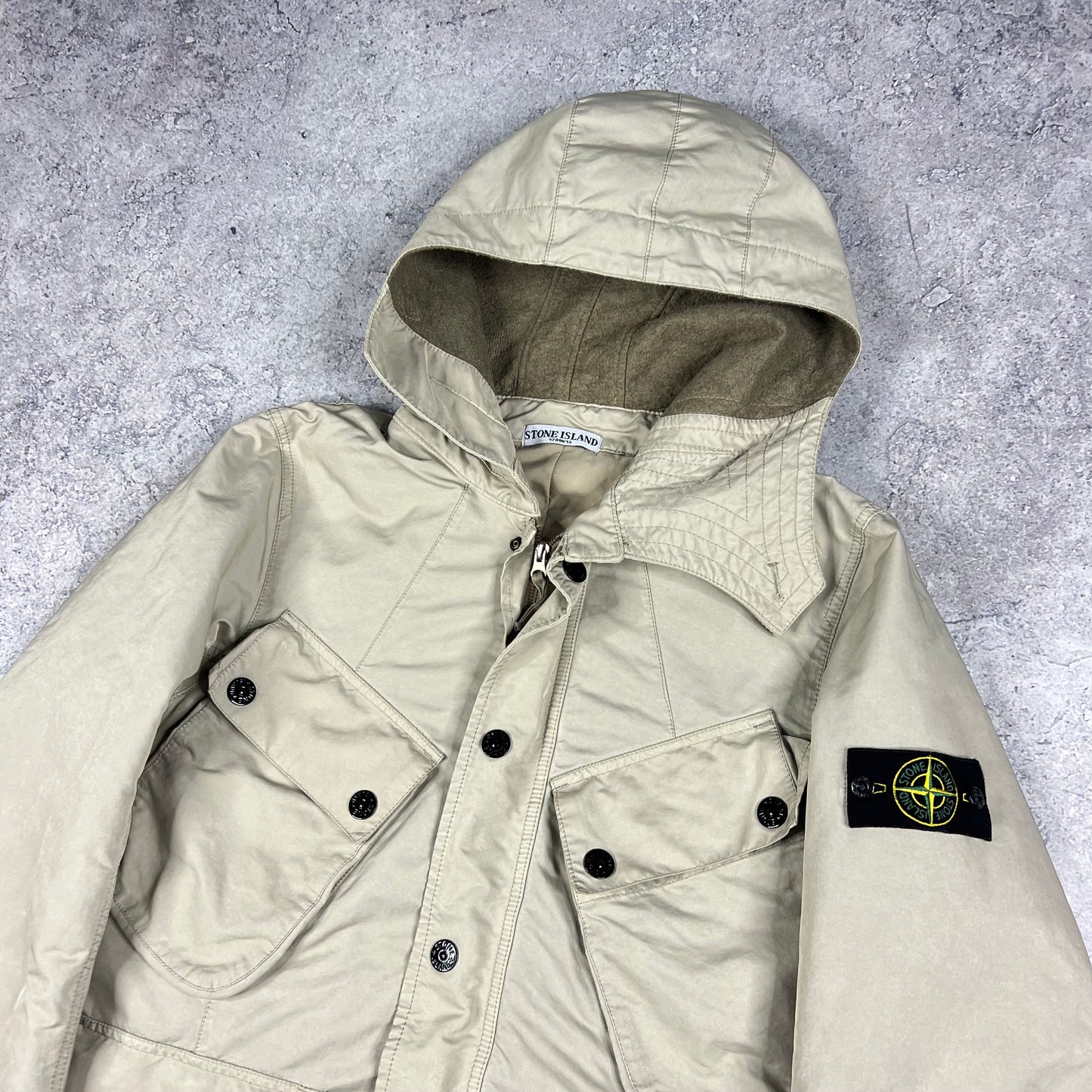 Stone Island Beige David TC Hooded Jacket Large 22”