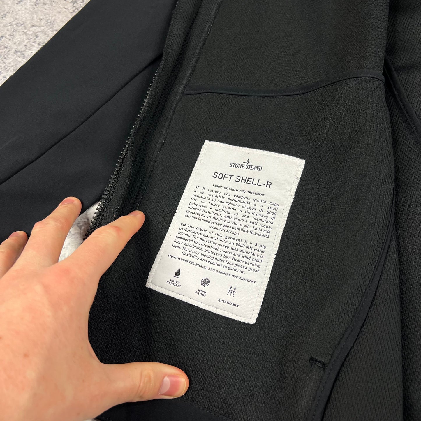 Stone Island Black Softshell Jacket Large 23”