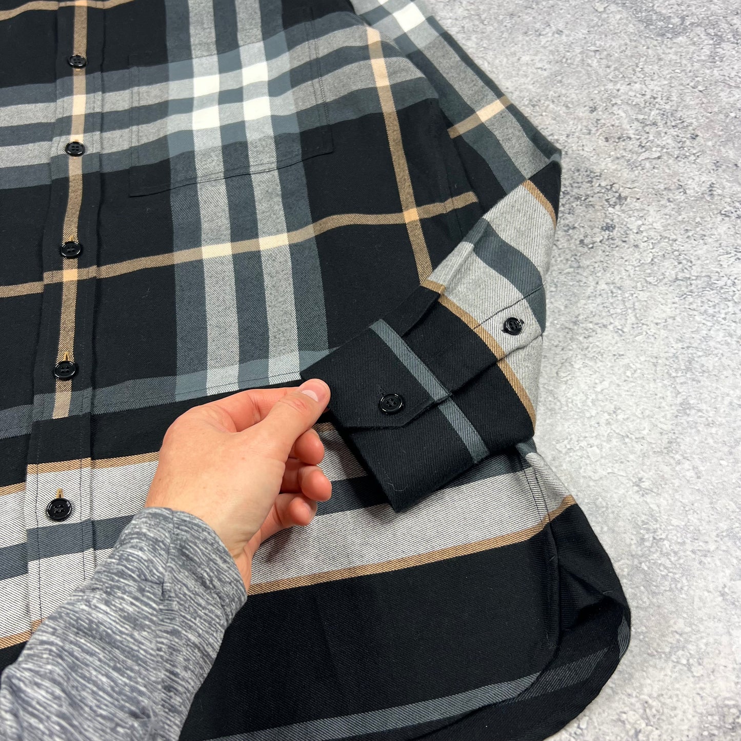 Burberry Black Check Flannel Shirt Medium (Fits L) 22.75”