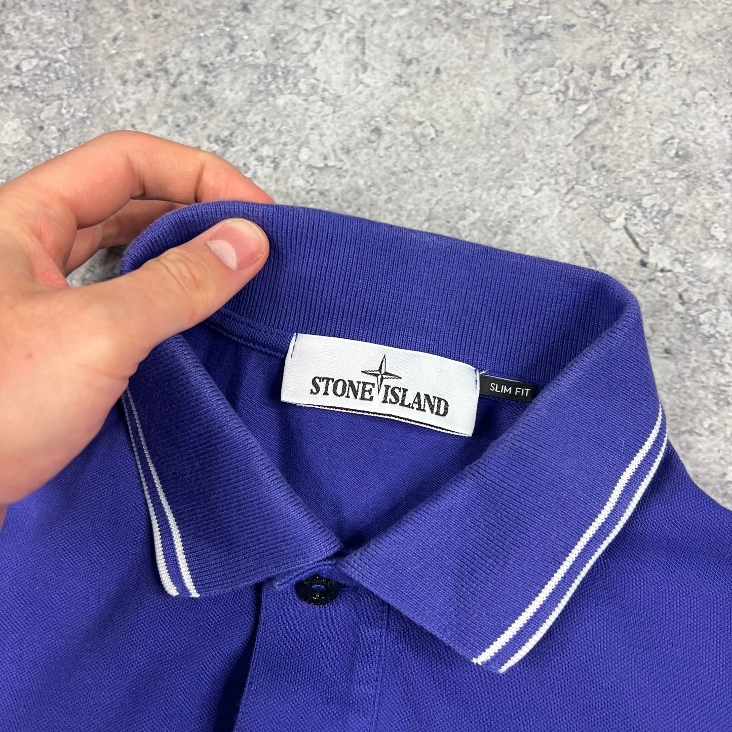 Stone Island Blue Polo Shirt Medium Slim Fit 19.75”