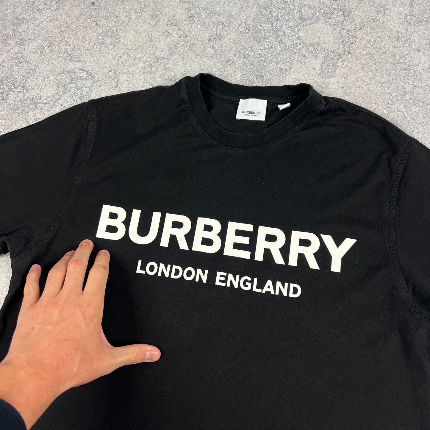 Burberry Black Spellout T-Shirt Small 20.5”