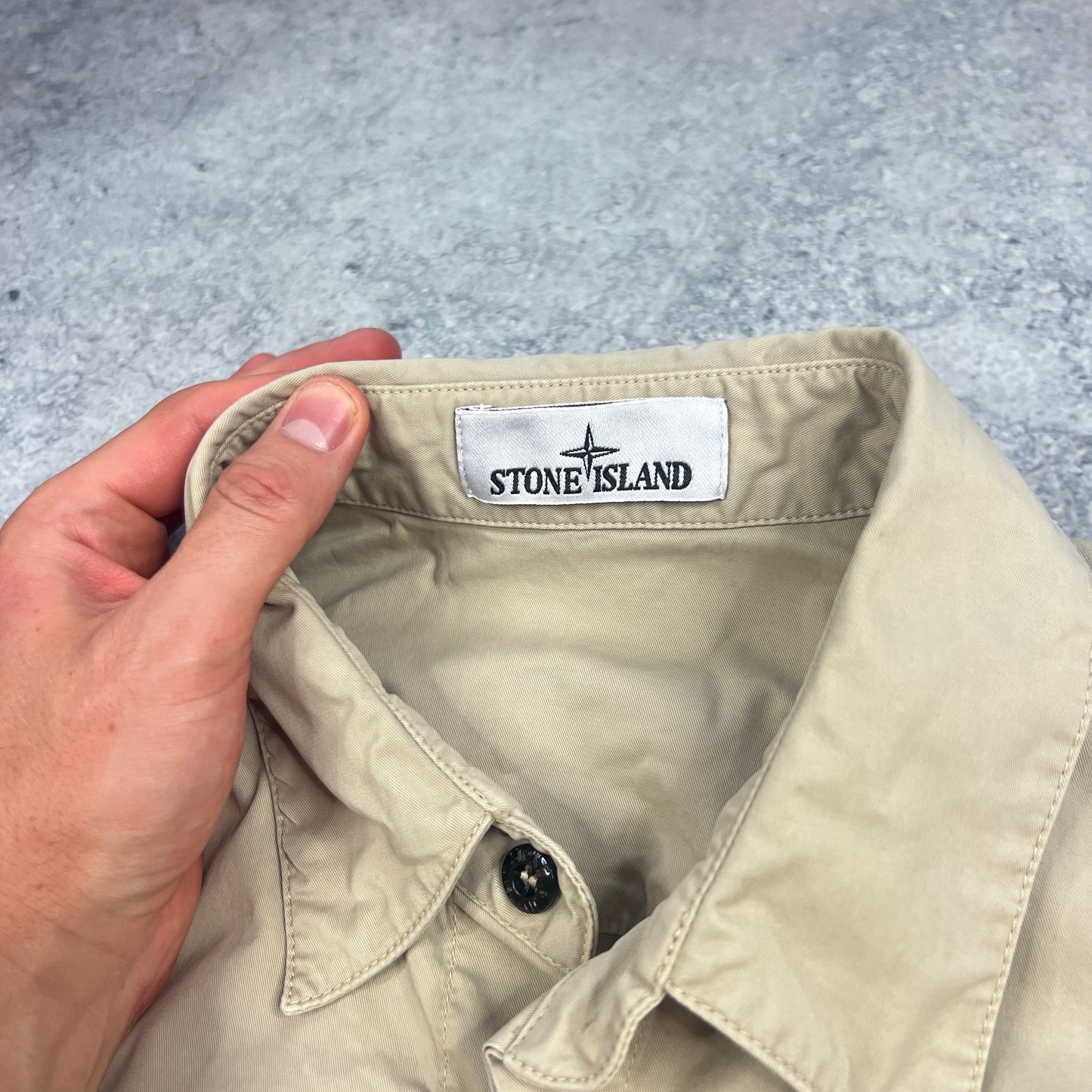 Stone Island Beige S/S Shirt Large 23”