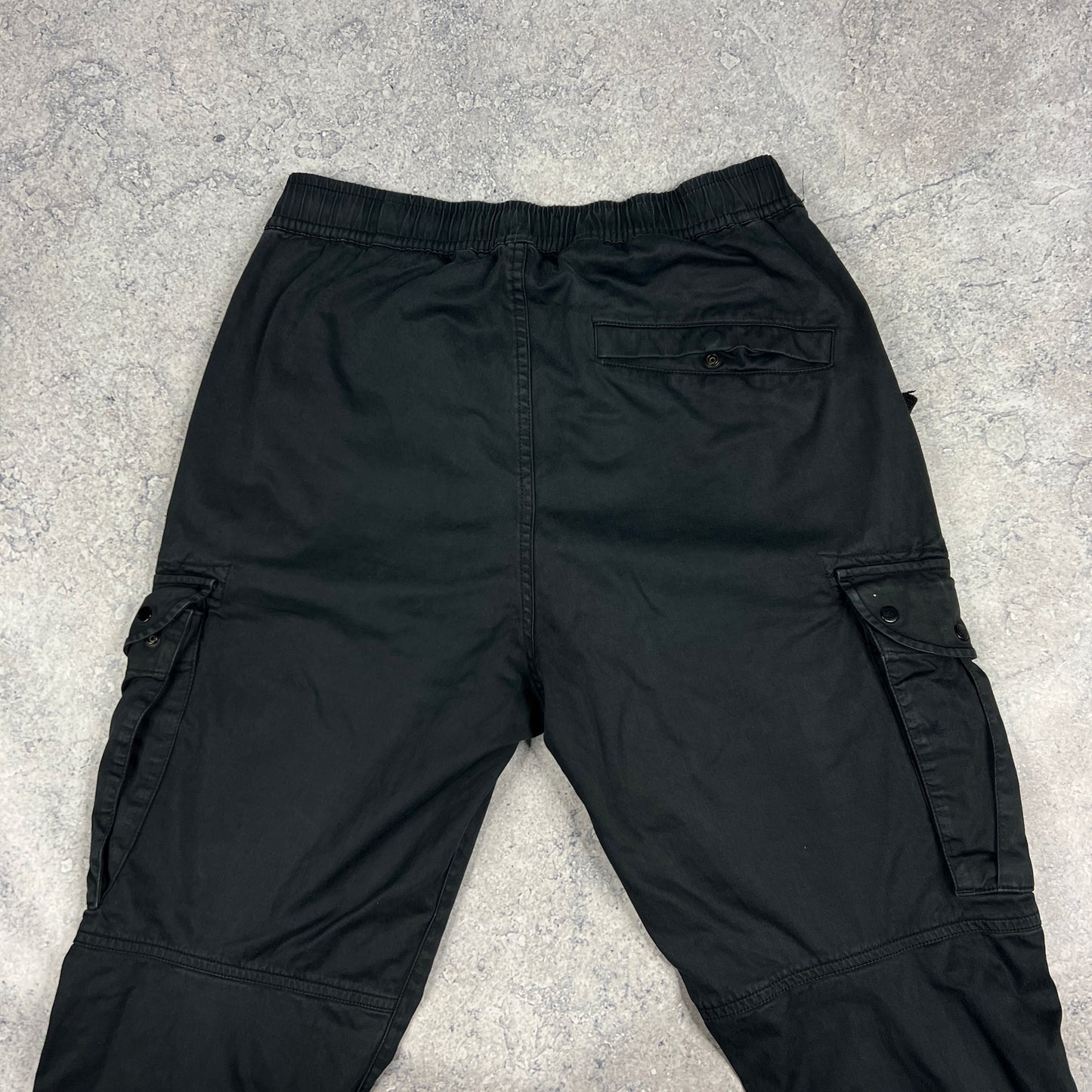 Stone Island Black Cuffed Cargo Trousers W30”