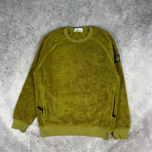 Stone Island Mustard Teddy Fleece Pullover Small 21.75”