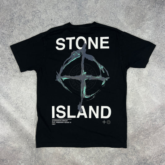 Stone Island Black Compass T-Shirt Large 21.25”