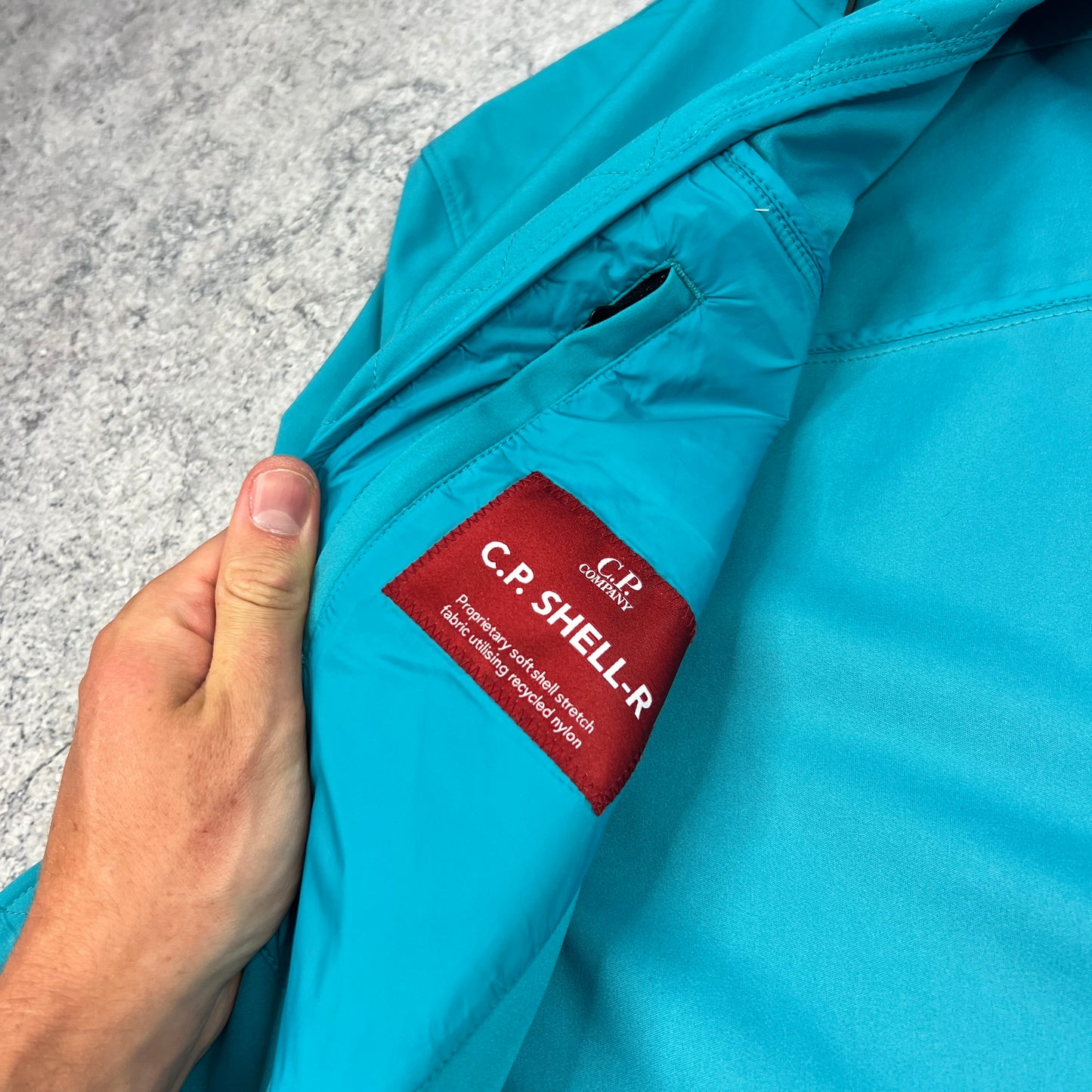 CP Company Blue Softshell Goggle Jacket 46- S/M 21.25”