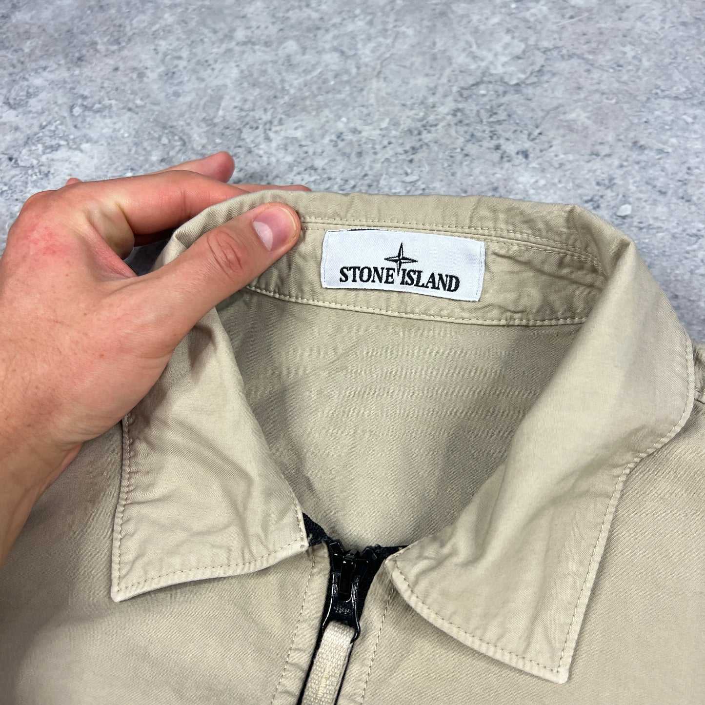 Stone Island Beige Cotton Overshirt Large 23.5”