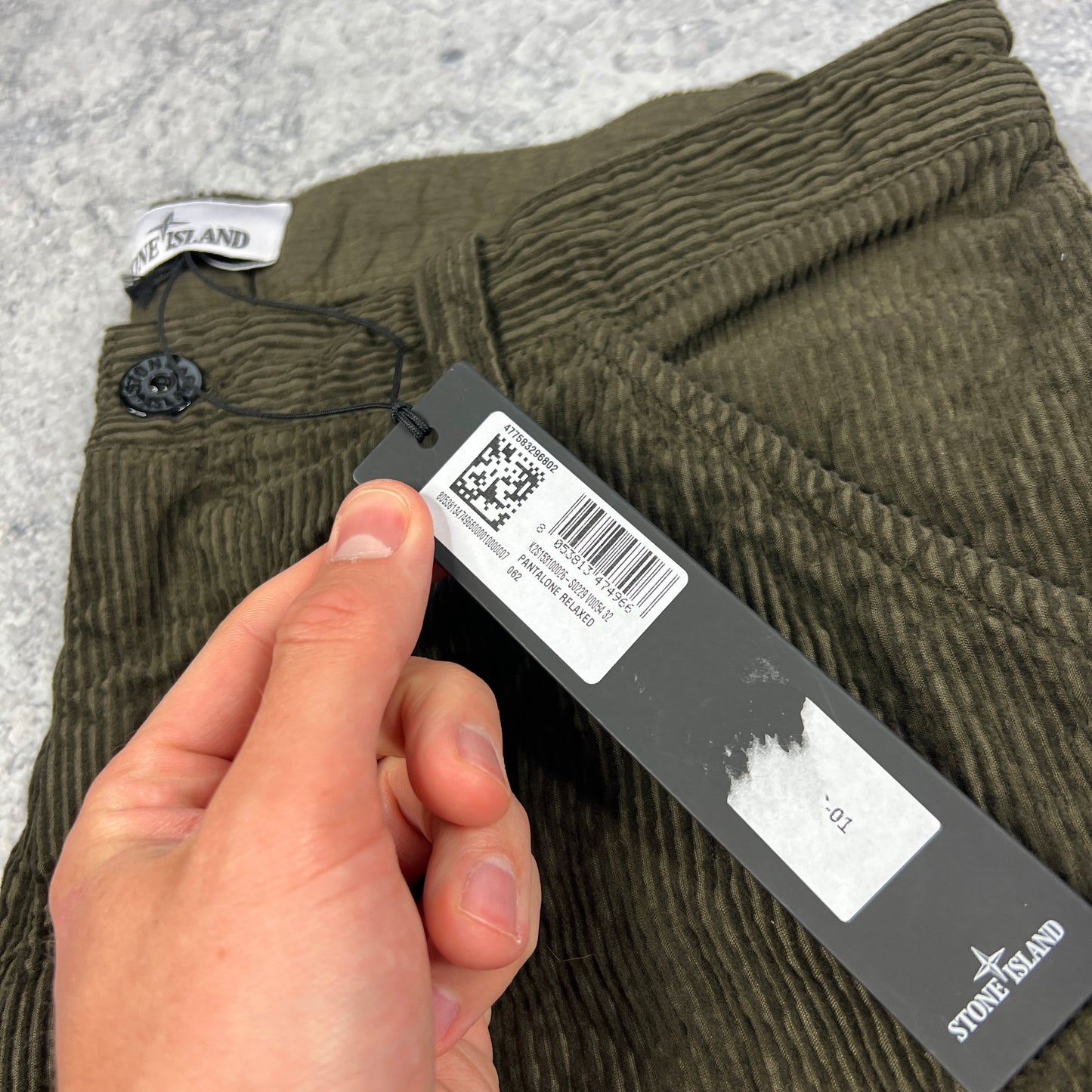 Stone Island Khaki Wrinkled Corduroy Trousers W32” BNWT
