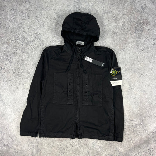 Stone Island Black Supima Cotton Twill Stretch Jacket Medium 21.5” BNWT