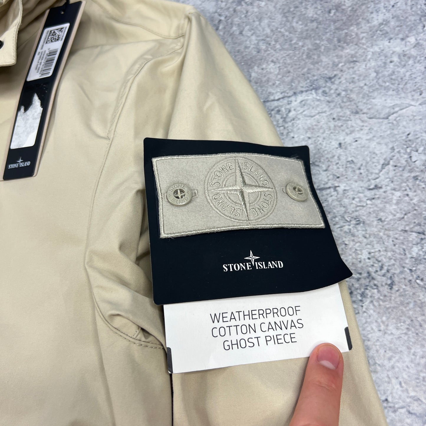 Stone Island Ghost Beige Weatherproof Jacket Medium 22.5” BNWT