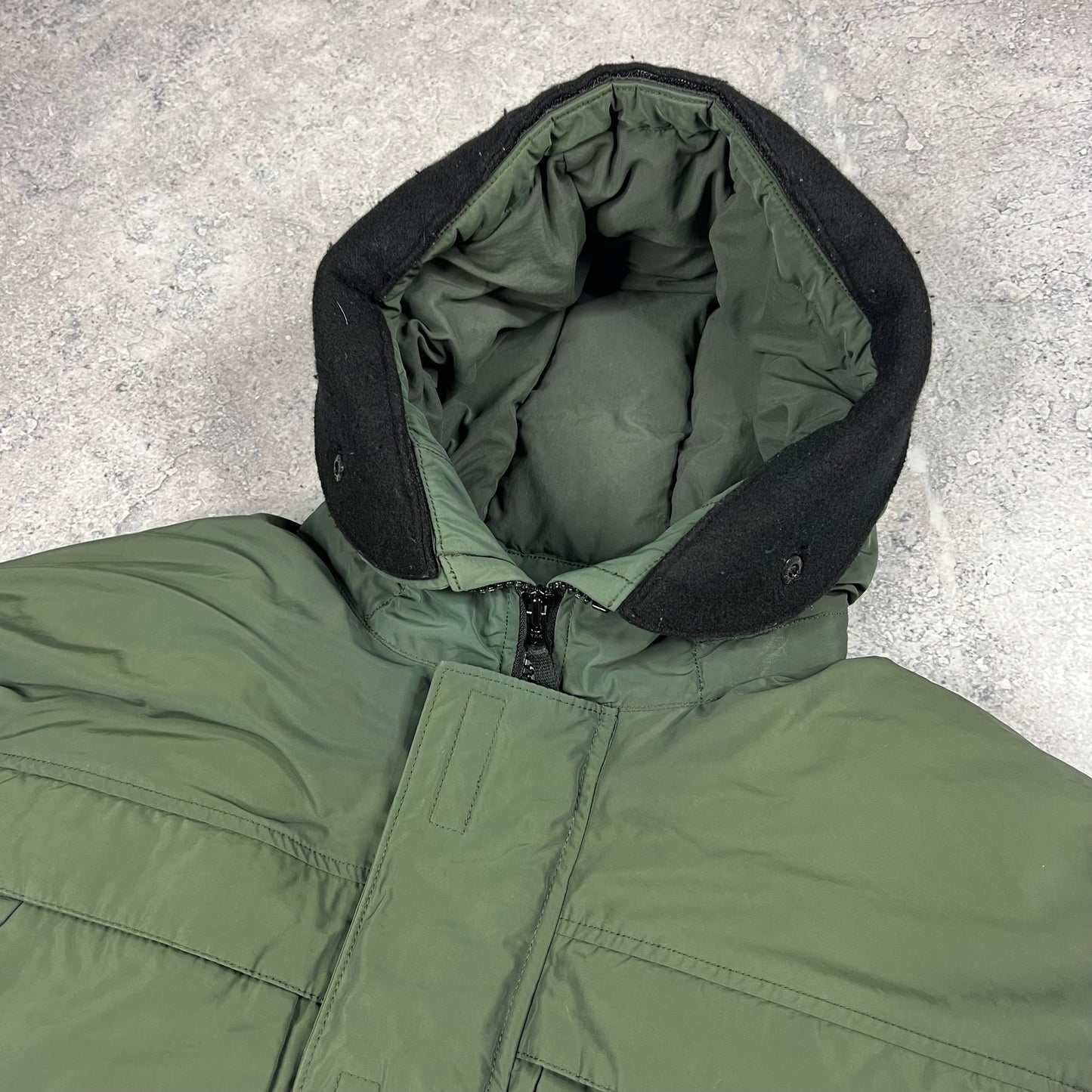 Stone Island Green Micro Reps Down Parka Large 25.5”