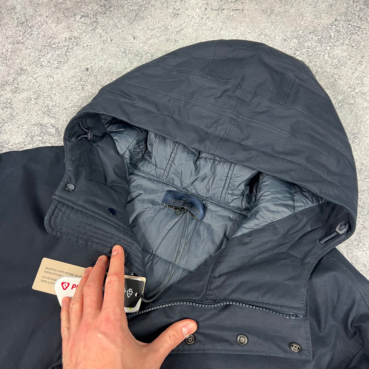 Stone Island Navy Ghost O-Ventile Primaloft Jacket XL 26” BNWT