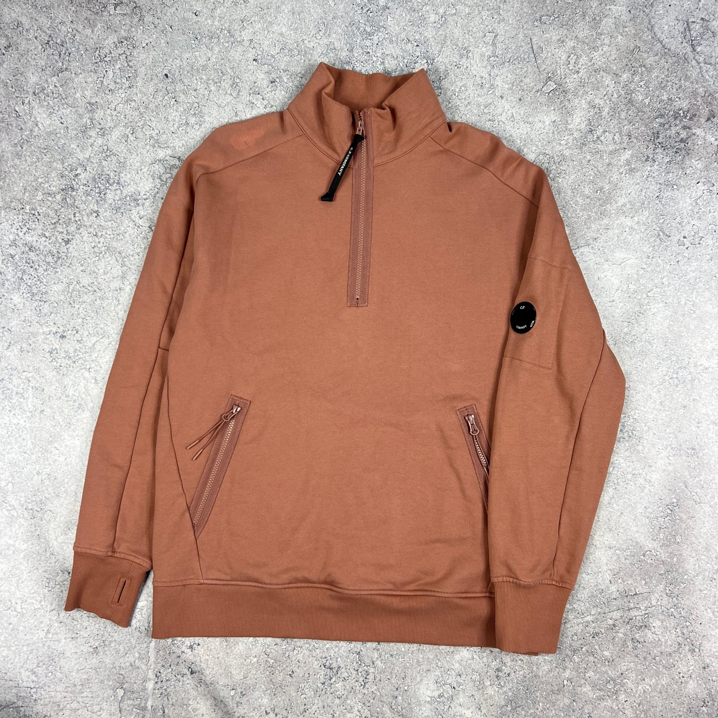 CP Company Salmon Quarter Zip Sweatshirt XL 23”