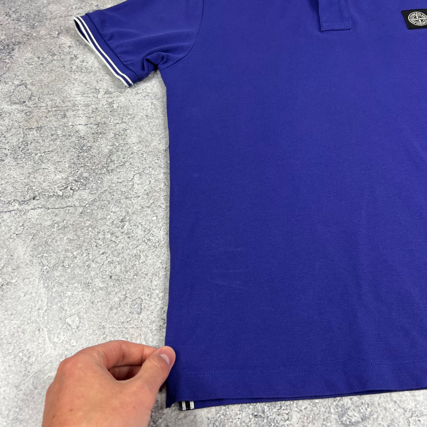 Stone Island Blue Polo Shirt Medium Slim Fit 19.75”