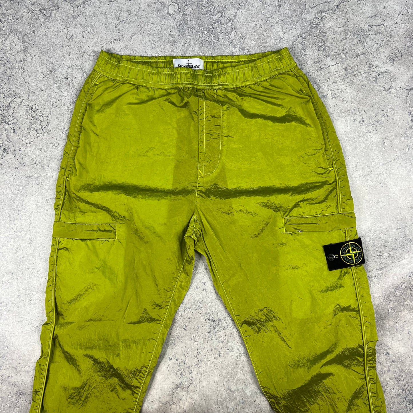Stone Island Lime Nylon Metal Cargo Trousers W34”