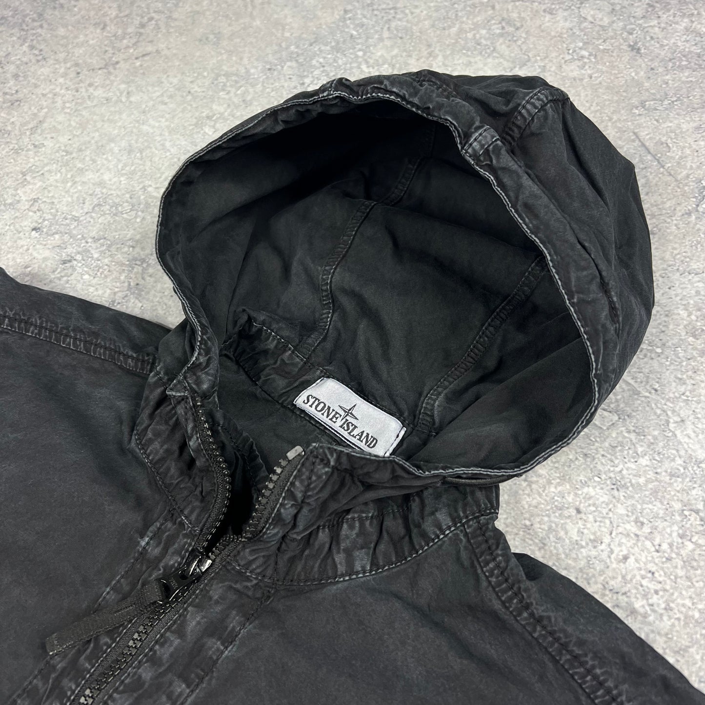 Stone Island Black Tela Garment Dyed Smock Small 23.5”