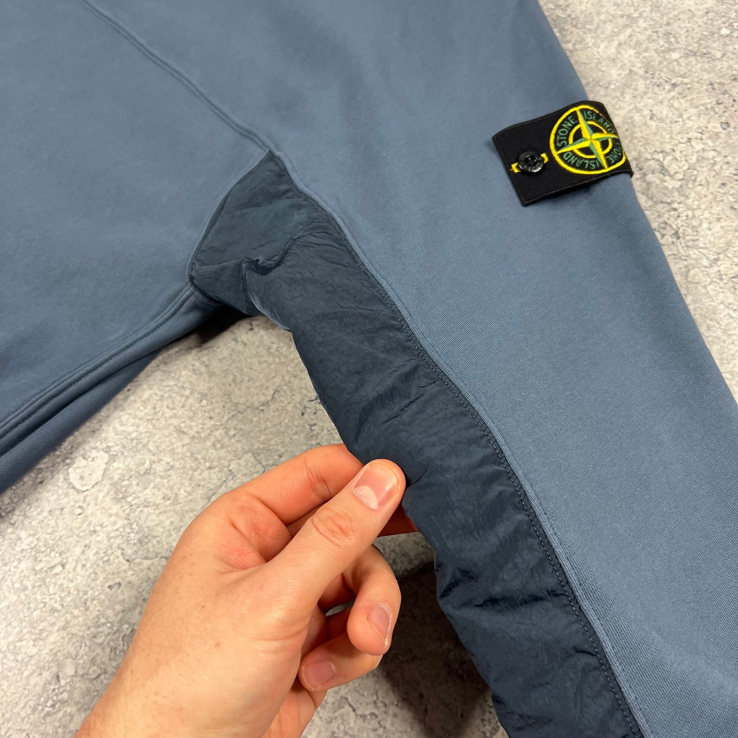 Stone Island Blue Nylon Metal Primaloft Sweatshirt Medium 21”