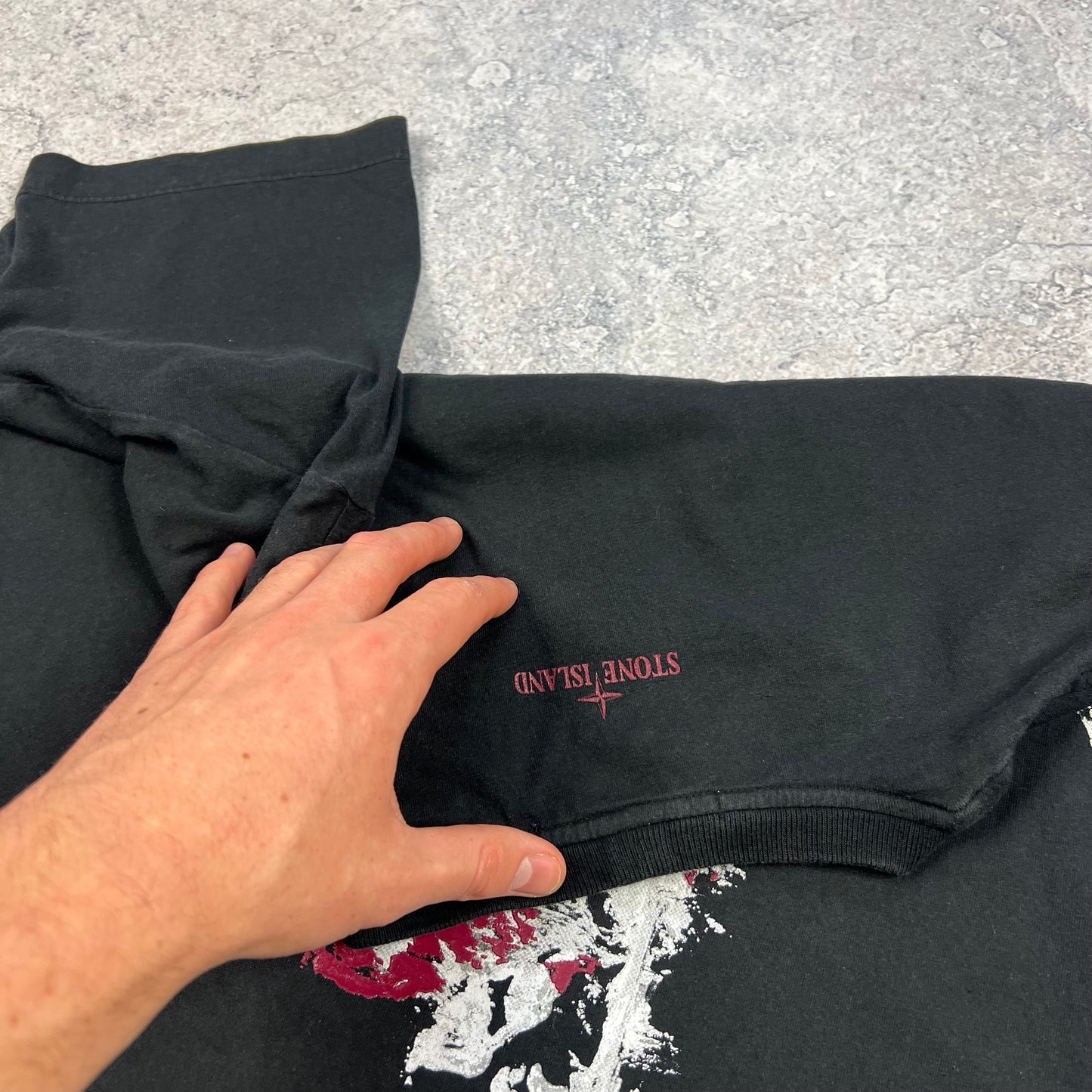 Stone Island Black Paint T-Shirt Large 20.5”