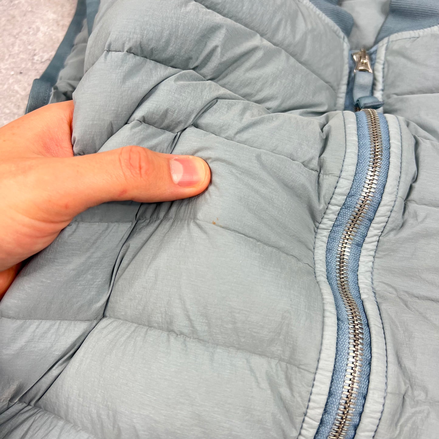 Stone Island Blue Loom Woven Down Gilet Medium 20.5”