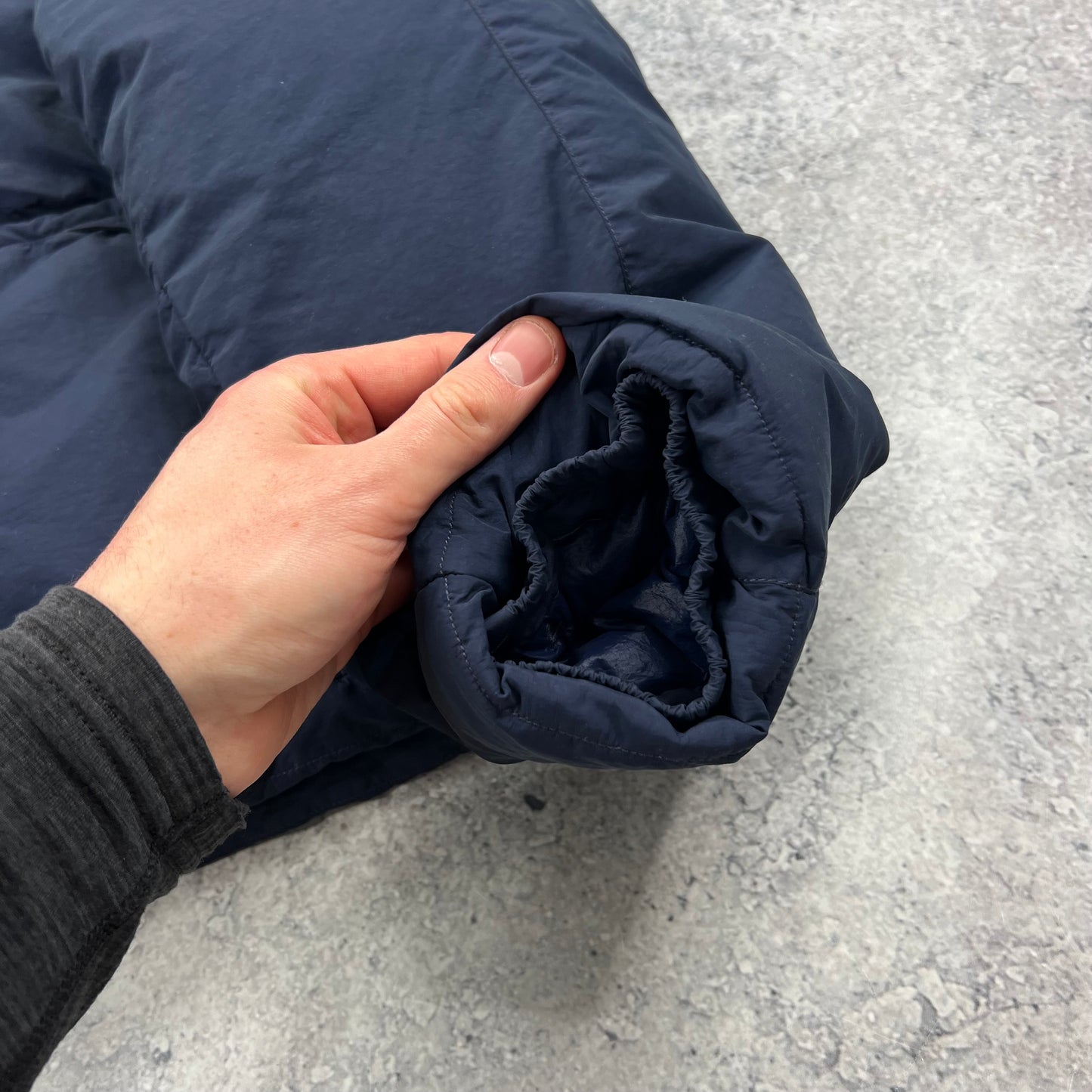 CP Company Navy Flatt Nylon Down Jacket Size 52- XL 25”