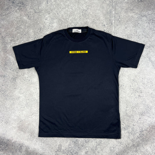 Stone Island Navy/Yellow Micro Dot Nylon T-Shirt Medium 21.5”