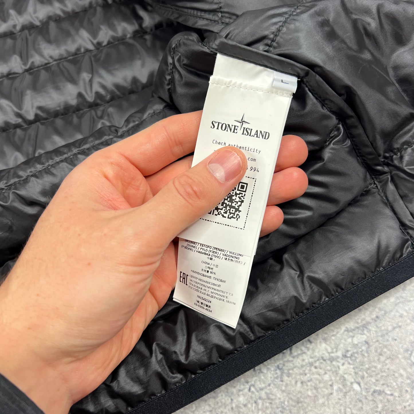 Stone Island Black Bio Based Ripstop Down Jacket Large 22.5”