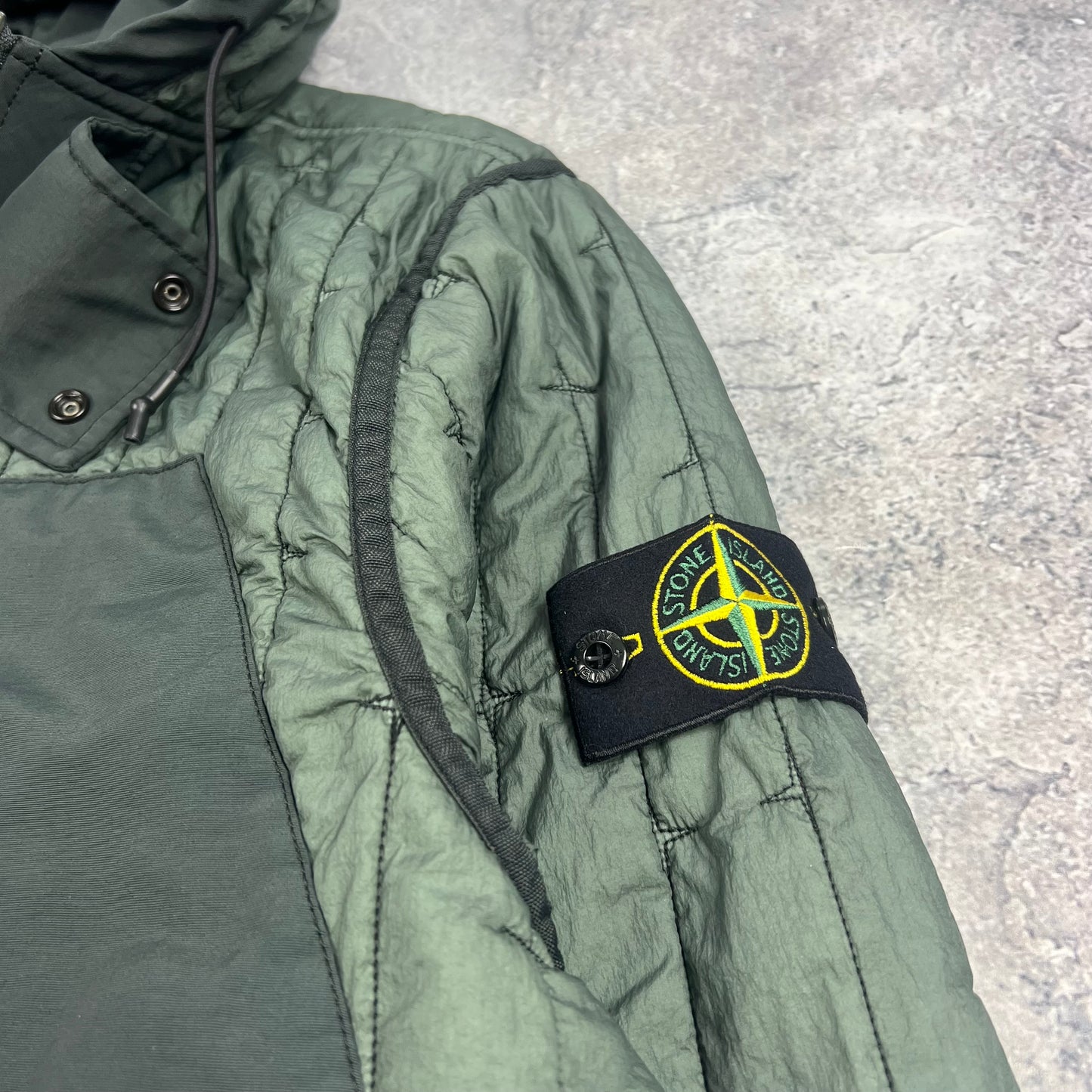 Stone Island Green Quilted Nylon Stella Primaloft Jacket Large 24.5”