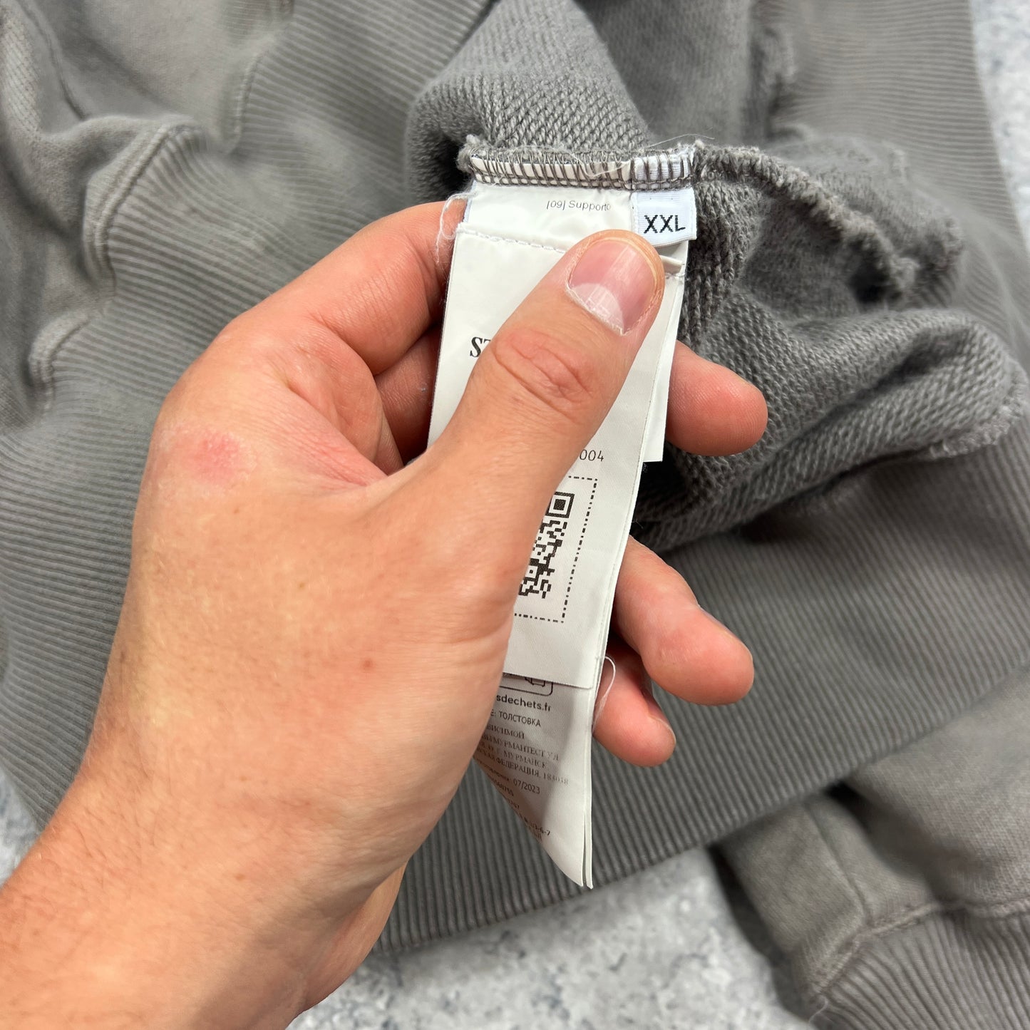 Stone Island Grey Letter Logo Sweatshirt XXL 26.75”