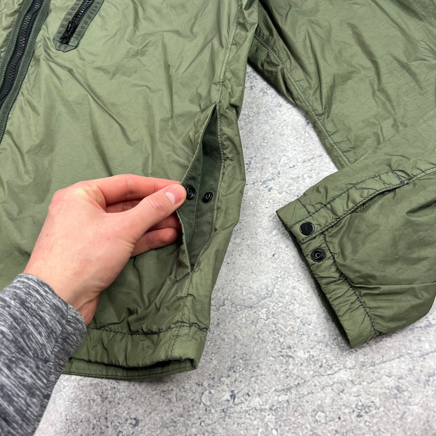 Stone Island Khaki Crinkle Reps Overshirt Medium 22”