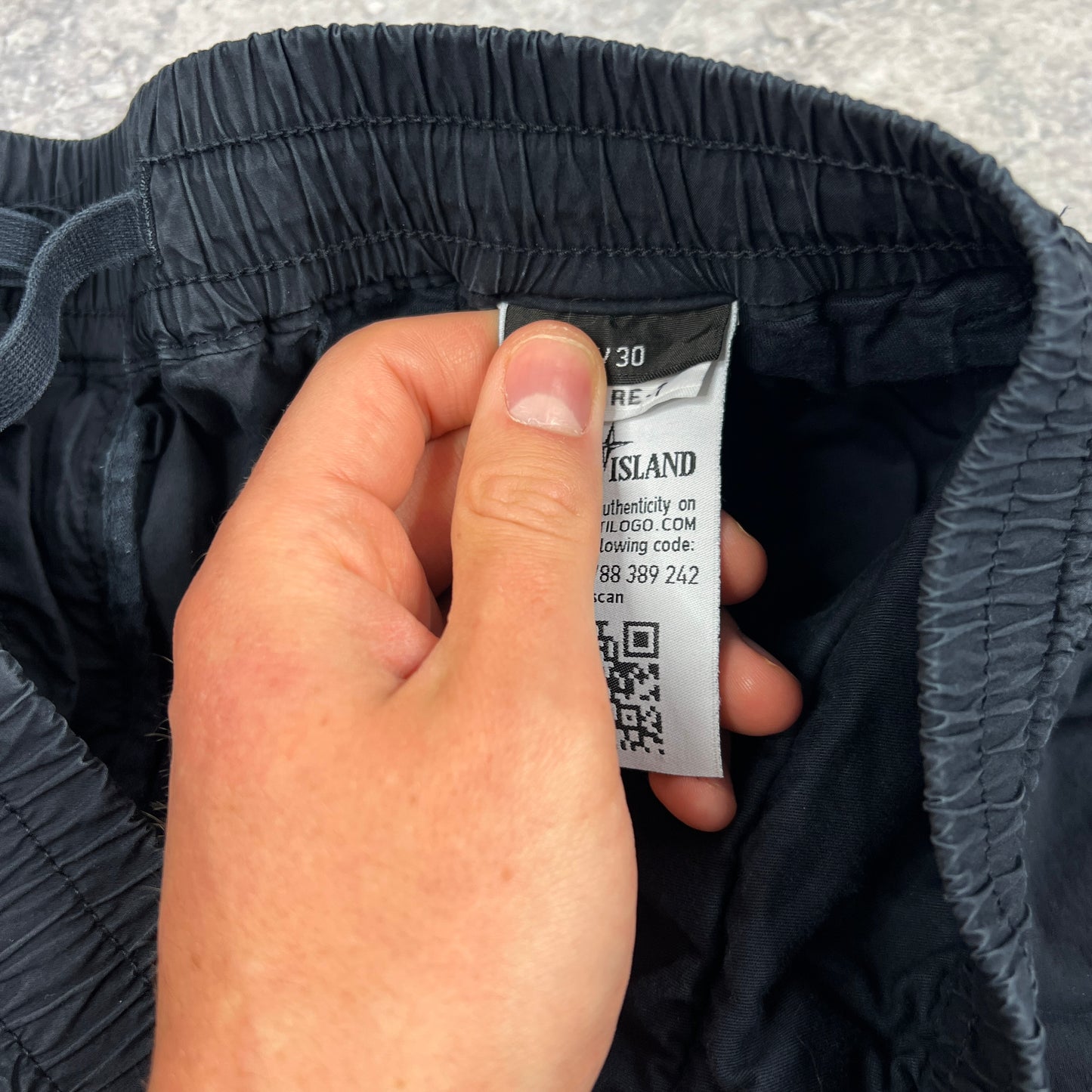 Stone Island Navy Cuffed Cargo Trousers W30”