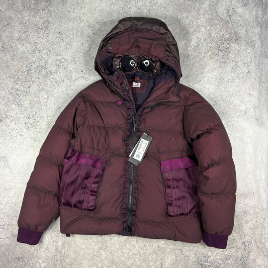 CP Company Burgundy Bi-TM Down Goggle Jacket Large 25” BNWT