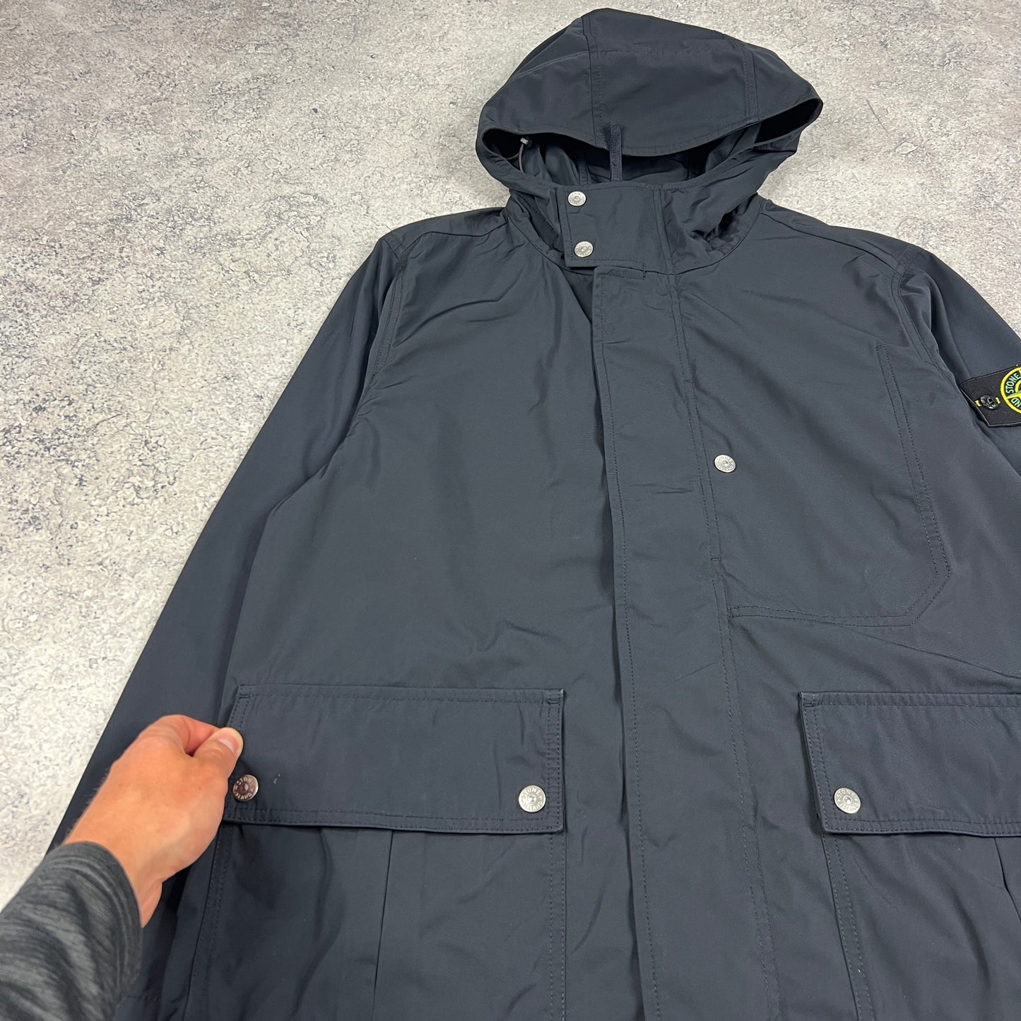 Stone Island Navy Micro Twill Jacket Medium 22.25”
