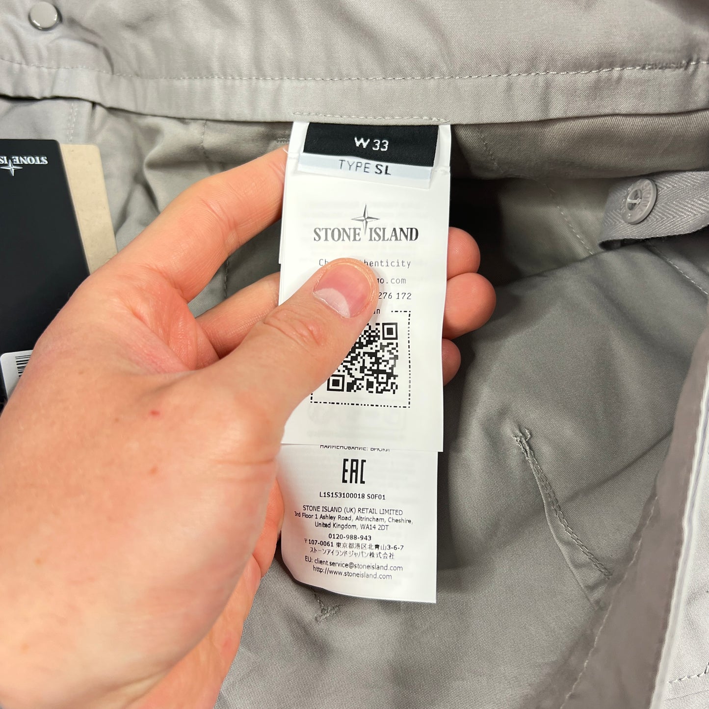 Stone Island Ghost Grey Trousers W33-34” BNWT