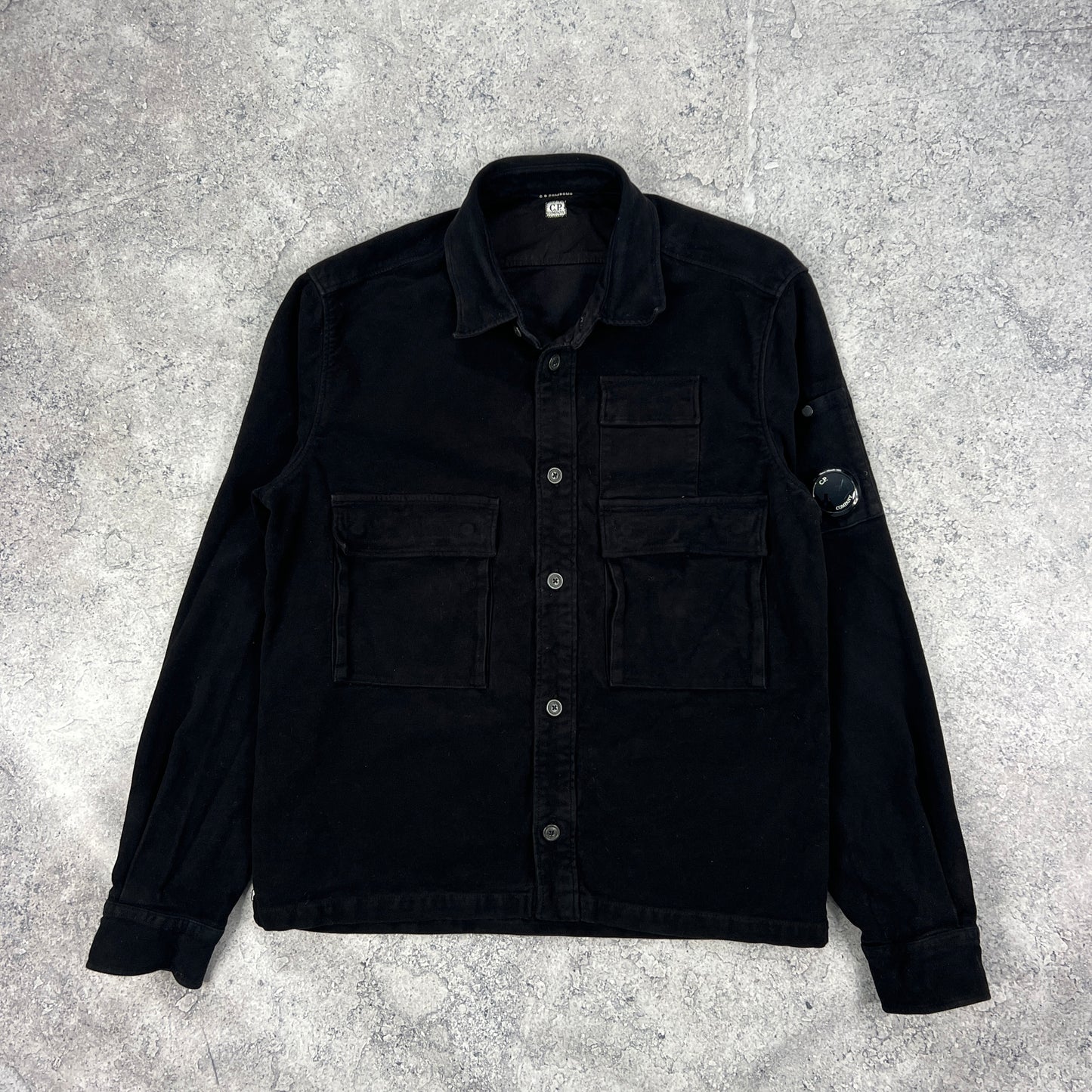CP Company Black Soft Cotton Overshirt Medium 21.5”