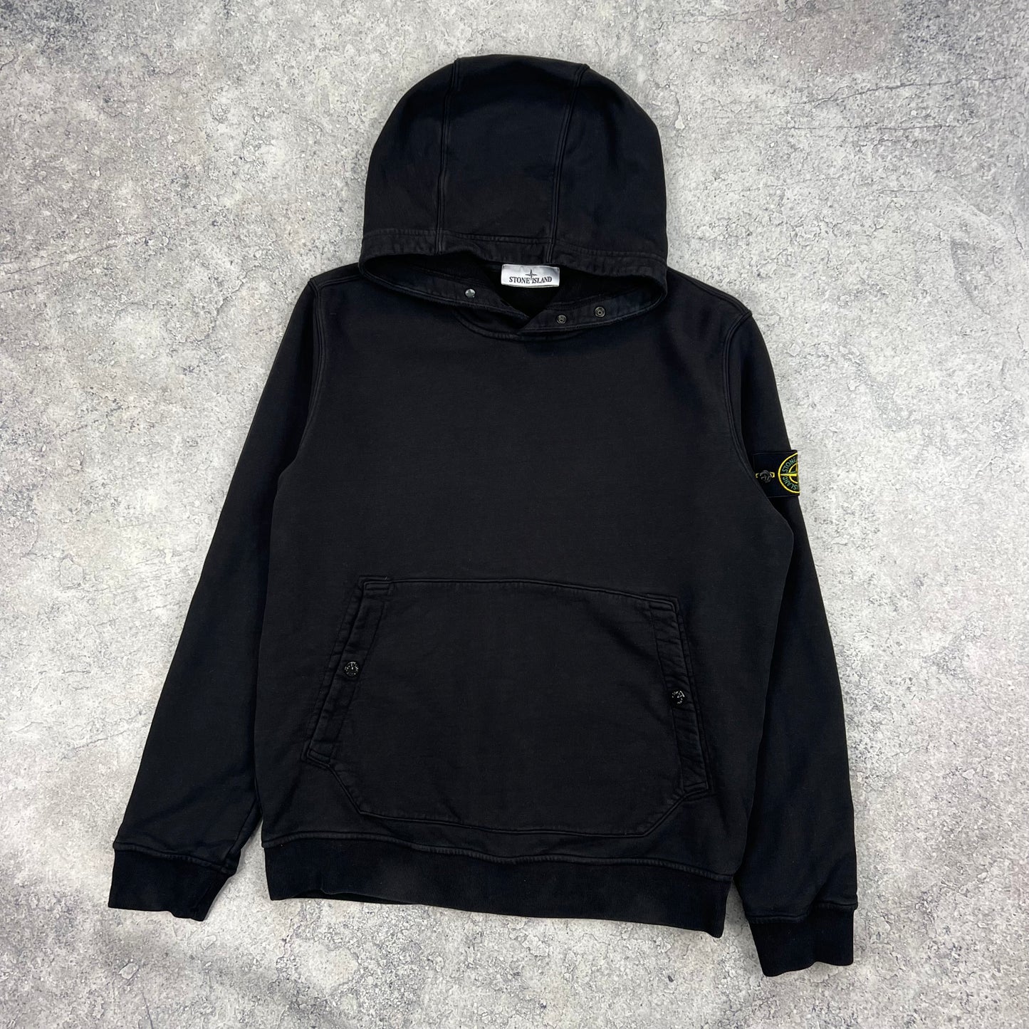 Stone Island Black Pullover Hoodie Large 23.5”