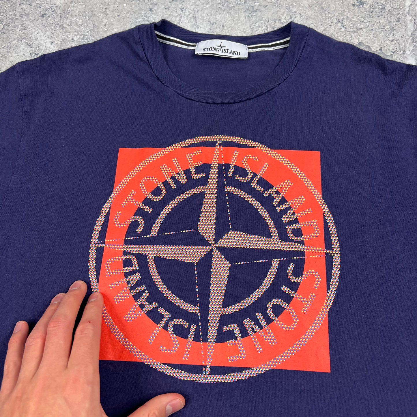 Stone Island Blue/Purple Tricromia T-Shirt Large 20.75”