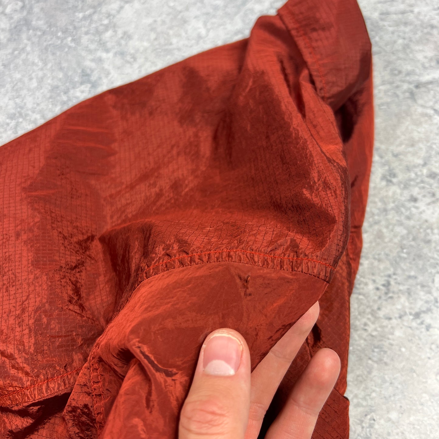 Stone Island Red Nylon Metal Ripstop Overshirt Large 22.5”
