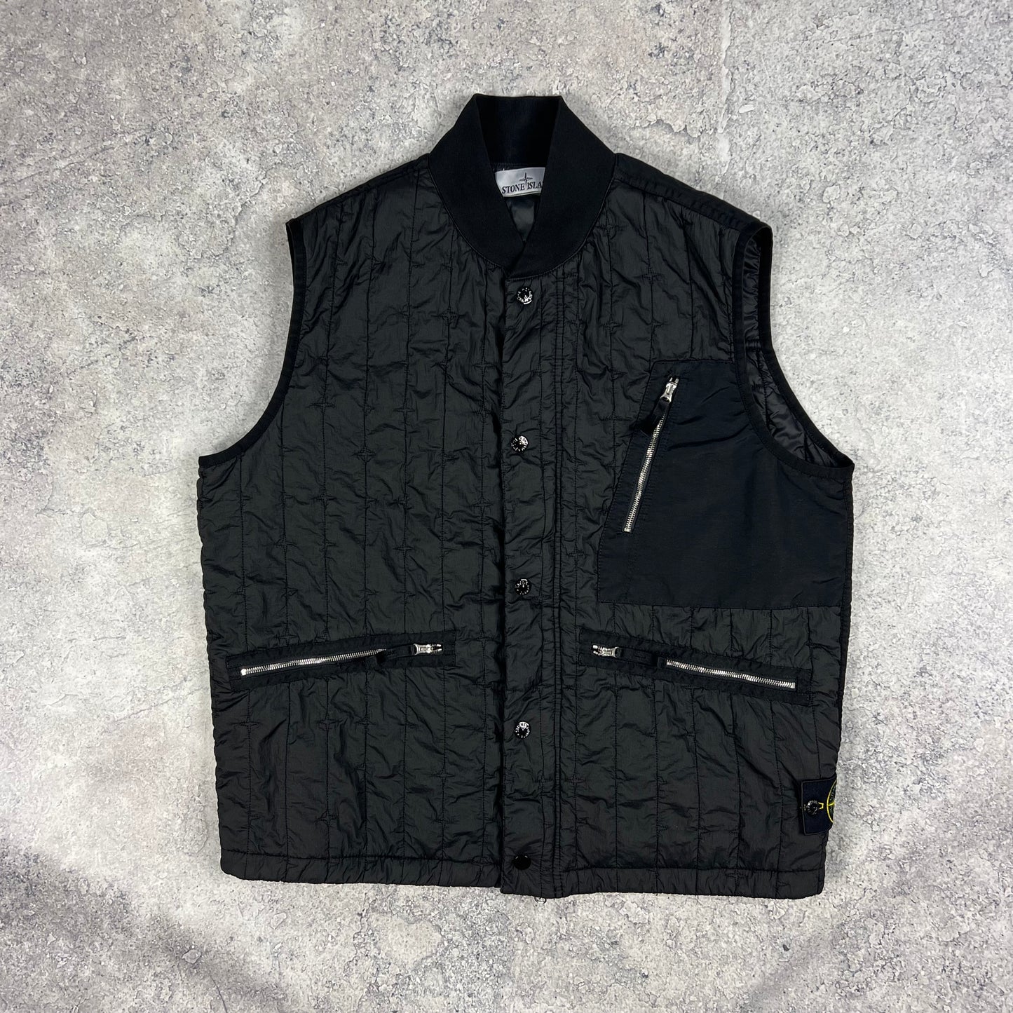 Stone Island Black Quilted Stella Primaloft Vest Medium 23.5”