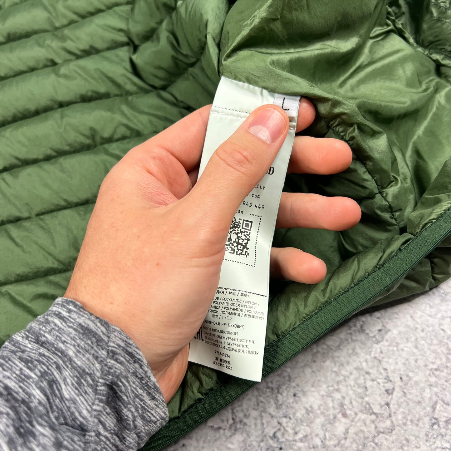 Stone Island Green Loom Woven Down Jacket Large 23”