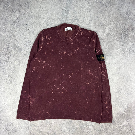 Stone Island Burgundy OVD Knit Sweatshirt Large 21.75”