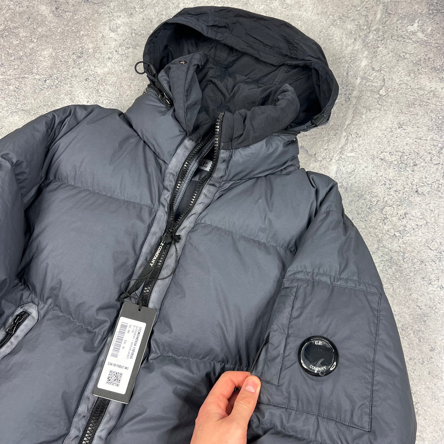 CP Company Grey Bi-TM Down Jacket XL 25.5” BNWT