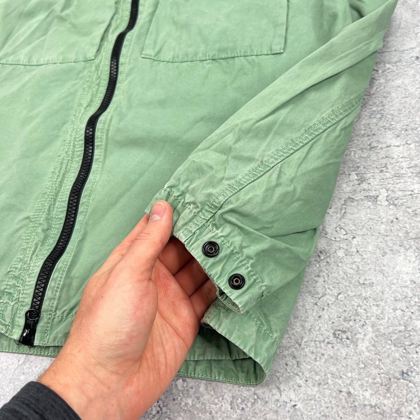Stone Island Green Garment Dyed Overshirt Medium 21.25”